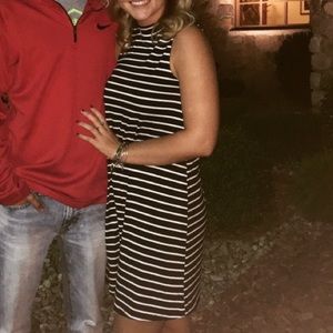 Black and White Stripe Sleeveless Dress